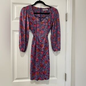 Chic Floral Mini Dress in Purple and Pink